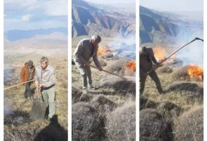 مهار آتش سوزی در ارتفاعات خاروانای ورزقان